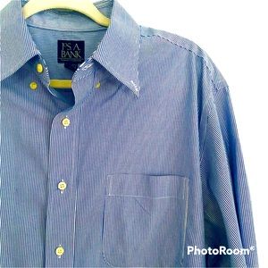Jos A. Bank Travelers Collection Pinstriped Button Down Shirt